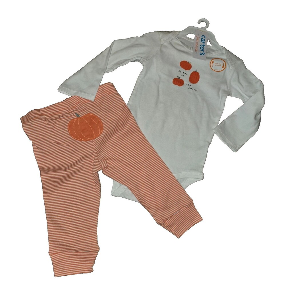Carter's "Cutest Pumpkin in the Patch" 2 Pc Oufit  Fall Halloween 3m 100% Cotton